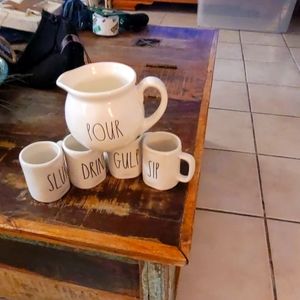 Rae Dunn Espresso Mug Set with  small pour pitcher